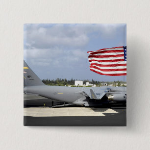 Bóton Quadrado 5.08cm C-17 Globemaster III senta-se no voo