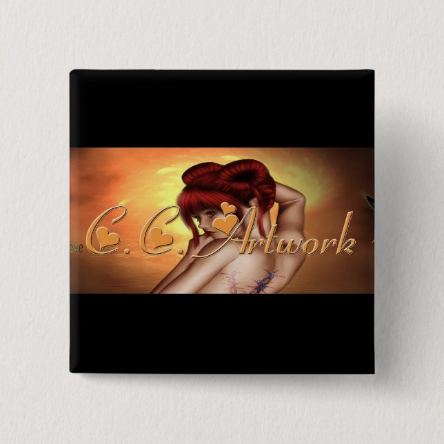 Bóton Quadrado 5.08cm C.C. Pin dos trabalhos de arte (Frente)