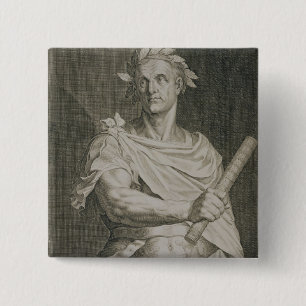 Bóton Quadrado 5.08cm C. imperador de Júlio César (100-44 BC) do engra