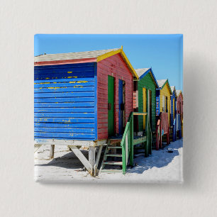 Bóton Quadrado 5.08cm Cabanas coloridas da praia