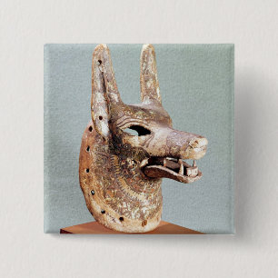 Bóton Quadrado 5.08cm Cabeça de Anubis, com uma maxila articulada