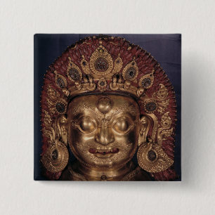 Bóton Quadrado 5.08cm Cabeça de Bhairava, fim do século XVII