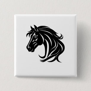 Bóton Quadrado 5.08cm Cabeça de Cavalo Preto Magnífico