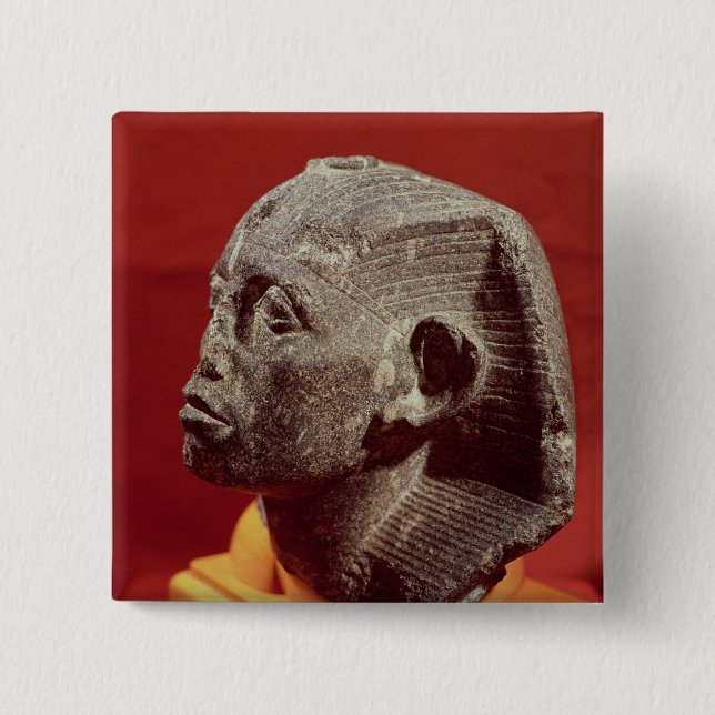Bóton Quadrado 5.08cm Cabeça de Sesostris III, de Medamud próximo (Frente)
