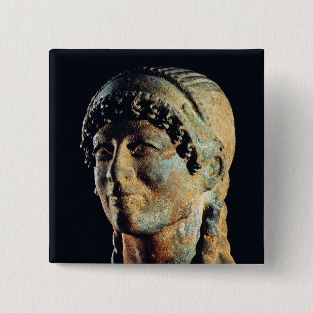 Bóton Quadrado 5.08cm Cabeça de uma mulher de Etruscan (Frente)