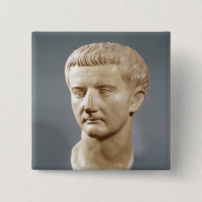 Bóton Quadrado 5.08cm Cabeça do imperador Tiberius (Frente)