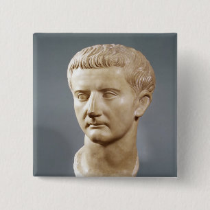 Bóton Quadrado 5.08cm Cabeça do imperador Tiberius