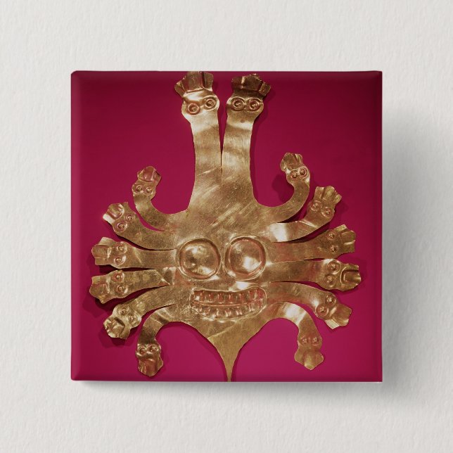 Bóton Quadrado 5.08cm Cabeça do Medusa, de Peru (Frente)