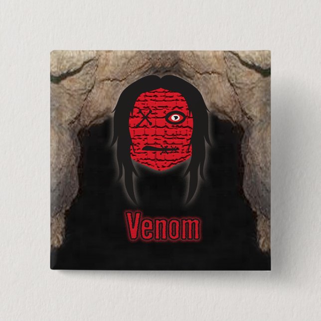 Bóton Quadrado 5.08cm Cabeças Voodoo ~ Caverna (Frente)