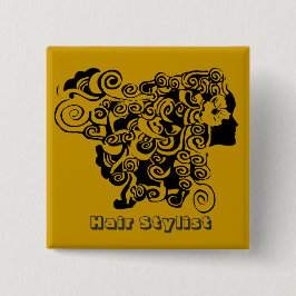 Bóton Quadrado 5.08cm Cabeleireiro longo do promocional do cabeleireiro