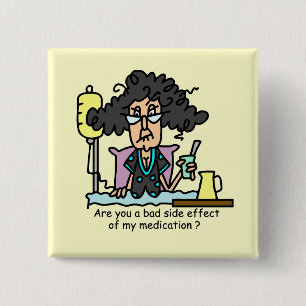 Bóton Quadrado 5.08cm Cabelo escuro do efeito secundário da