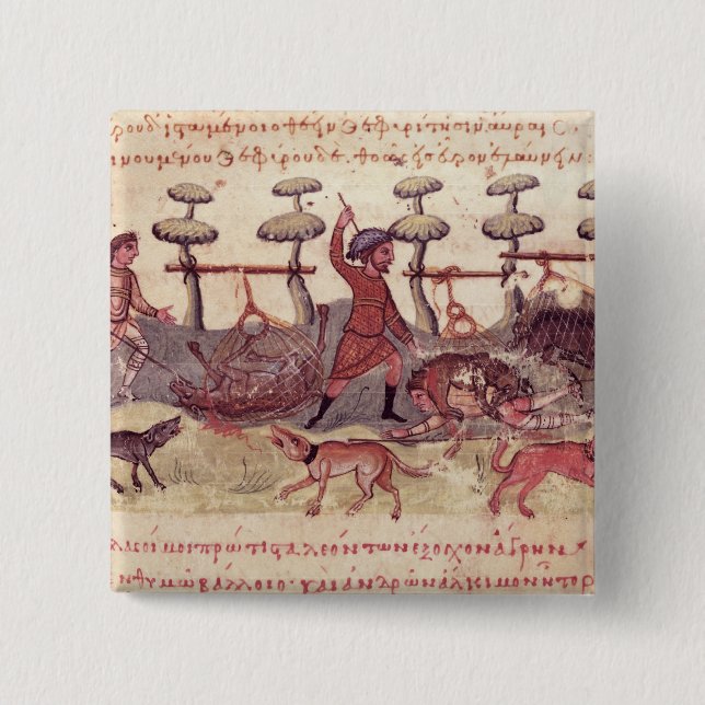 Bóton Quadrado 5.08cm Caça com redes (Frente)