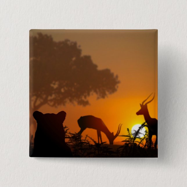 Bóton Quadrado 5.08cm Caça do leão (Frente)