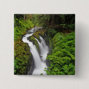 Bóton Quadrado 5.08cm Cachoeira Sol Duc no Parque Nacional Olímpico em