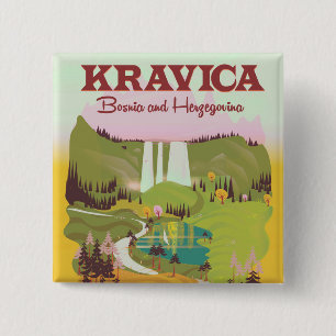 Bóton Quadrado 5.08cm Cachoeiras Kravica  Bósnia e Herzegovina