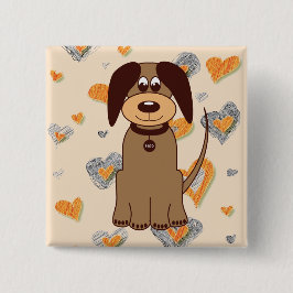 Bóton Quadrado 5.08cm Cachorro Castanho