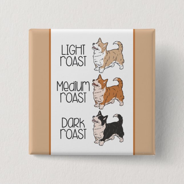 Bóton Quadrado 5.08cm Cachorro e café (Frente)