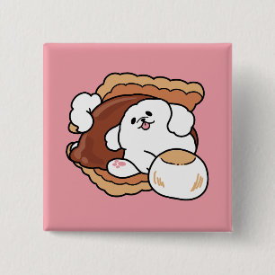 Bóton Quadrado 5.08cm Cachorro Engraçado e Design de S'more – Pun para A