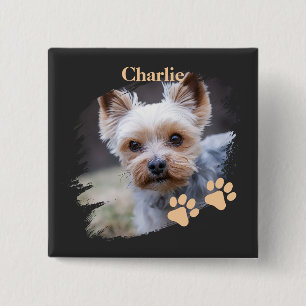 Bóton Quadrado 5.08cm Cachorro fofo com nome personalizado