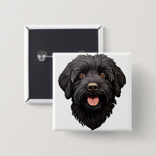 Bóton Quadrado 5.08cm Cachorro Preto Labradoodle