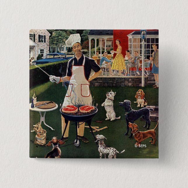 Bóton Quadrado 5.08cm Cachorros quentes (Frente)