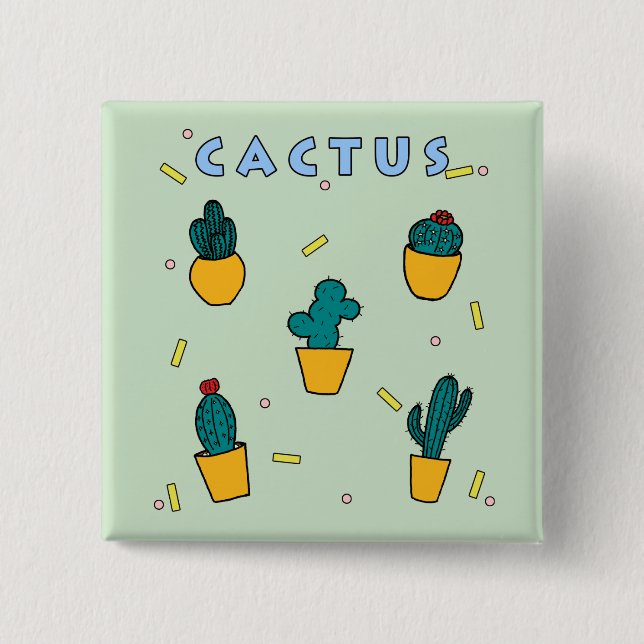 Bóton Quadrado 5.08cm Cactus (Frente)