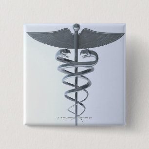 Bóton Quadrado 5.08cm Caduceus médico do metal