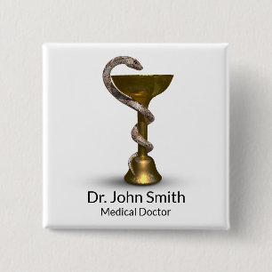 Bóton Quadrado 5.08cm Caduco Branco da Hygieia Cobra de Bronze