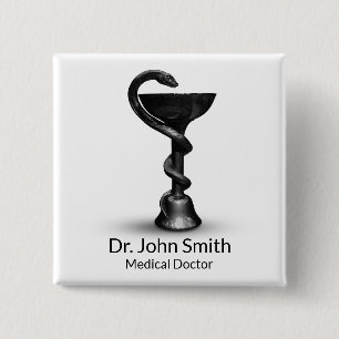 Bóton Quadrado 5.08cm Caduco Branco da Hygieia Cobra Médica Preta