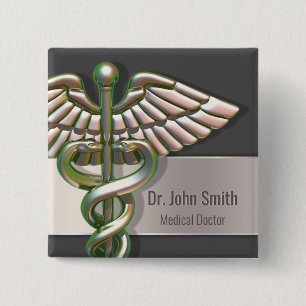 Bóton Quadrado 5.08cm Caduco Médico 3D Holográfico