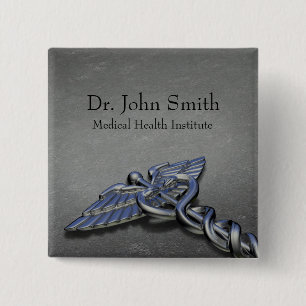 Bóton Quadrado 5.08cm Caduco Médico Profissional Cromo - Botão