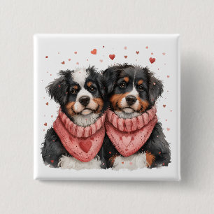 Bóton Quadrado 5.08cm Cães de Montanha dia de os namorados Bernese