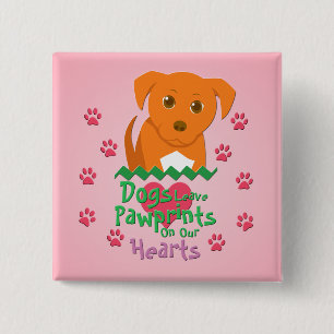 Bóton Quadrado 5.08cm Cães Deixam Pawprint