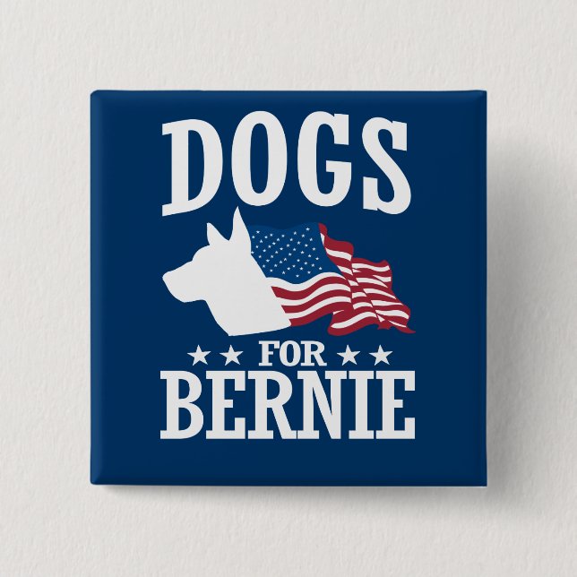BÓTON QUADRADO 5.08CM CÃES PARA BERNIE SANDERS (Frente)