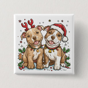 Bóton Quadrado 5.08cm Cães Touro de Natal