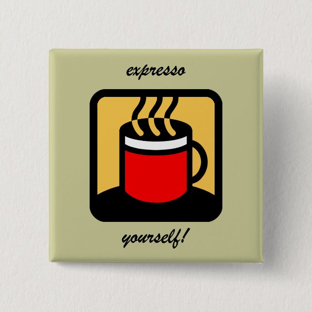 Bóton Quadrado 5.08cm Café engraçado do expresso (Frente)