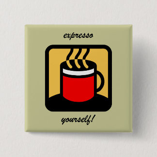 Bóton Quadrado 5.08cm Café engraçado do expresso