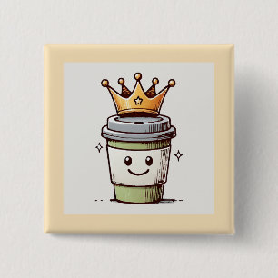 Bóton Quadrado 5.08cm Café King Kawaii