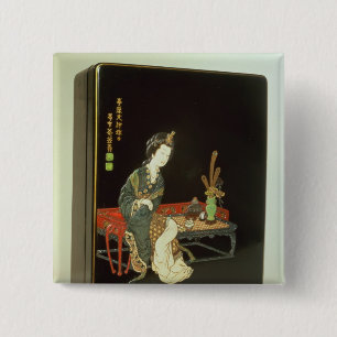 Bóton Quadrado 5.08cm caixa da escrita do Chinês-estilo