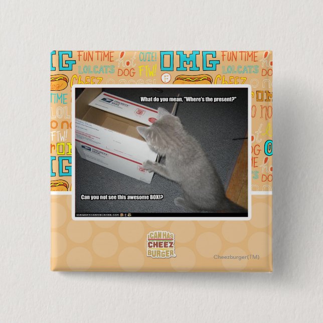 Bóton Quadrado 5.08cm Caixa impressionante (Frente)