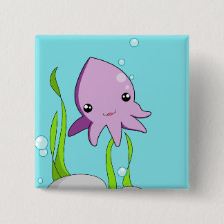 Bóton Quadrado 5.08cm Calamar de Kawaii
