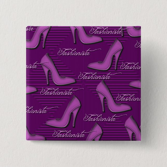 Bóton Quadrado 5.08cm Calçados Rosa-Fashionista-Botão (Frente)