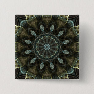 Bóton Quadrado 5.08cm Caleidoscópio real verde e azul lanoso