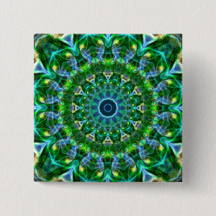 Bóton Quadrado 5.08cm Caleidoscópio verde do primavera