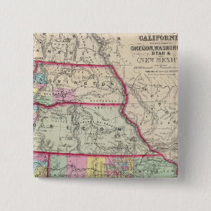 Bóton Quadrado 5.08cm Califórnia, Oregon, Washington, Utah, Novo Méxic