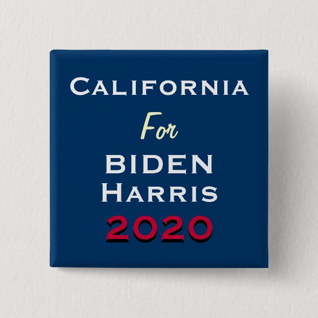 Bóton Quadrado 5.08cm CALIFÓRNIA Para BIDEN HARRIS 2020 (Frente)