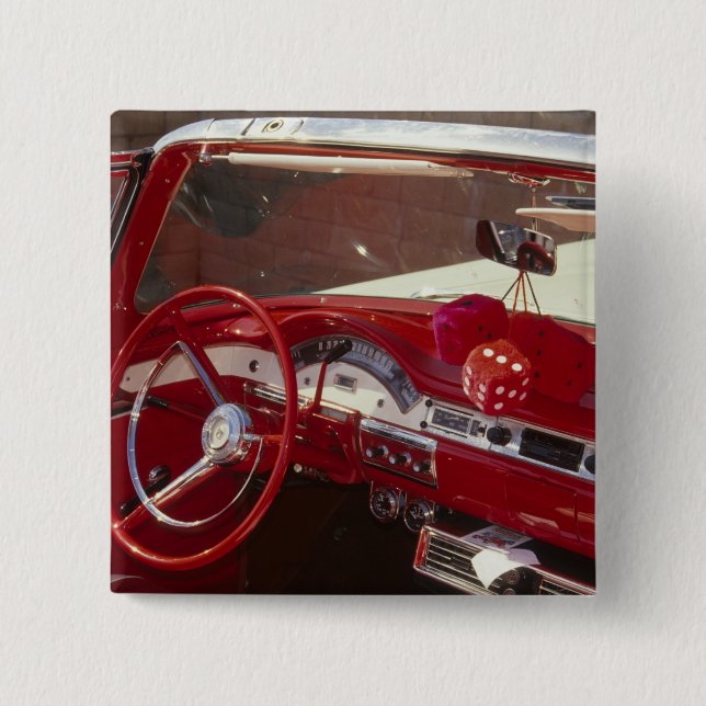 Bóton Quadrado 5.08cm Califórnia:  Santa Ynez Vale, Solvang, 1957 (Frente)