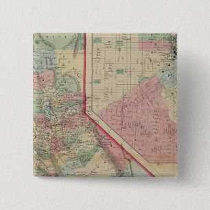 Bóton Quadrado 5.08cm California, São Francisco Map de Mitchell