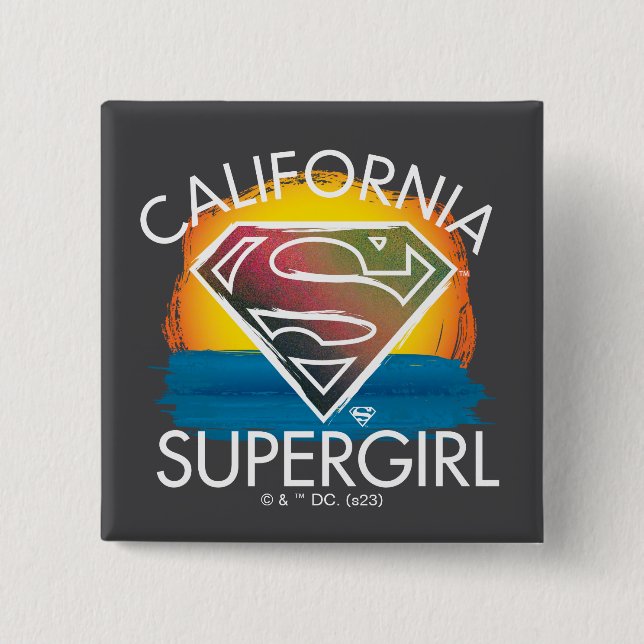 Bóton Quadrado 5.08cm California Supergirl Sunset Graphic (Frente)