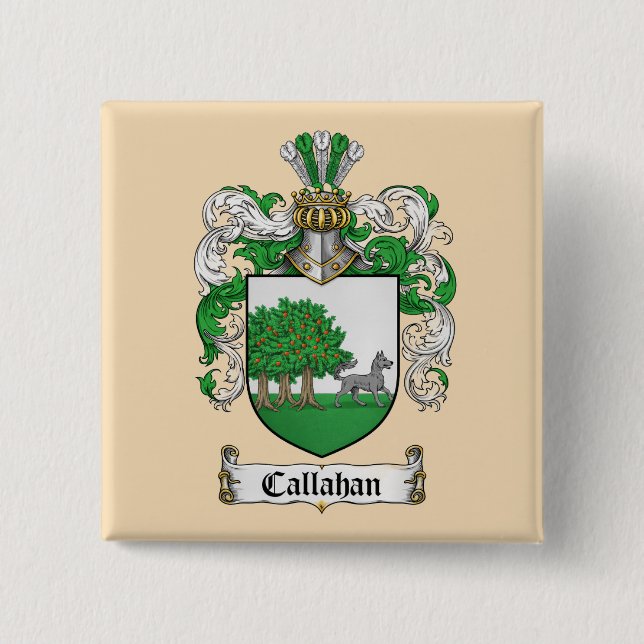 Bóton Quadrado 5.08cm Callahan Coat of Arms Button (Frente)